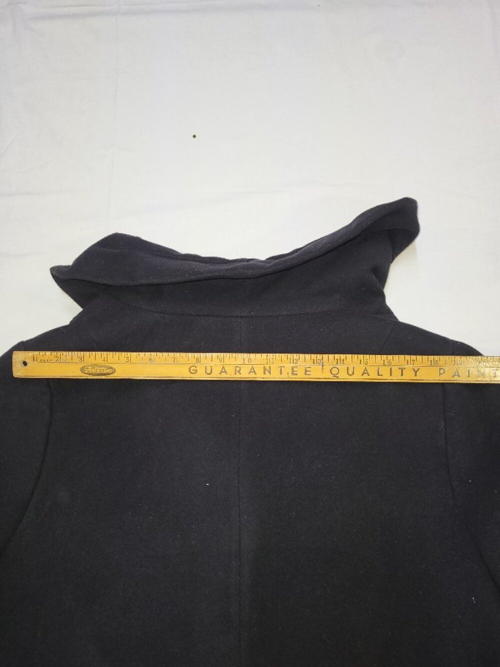 Cleo Black Wool Blend Belted Pea Coat Jacket Size 18 Shawl Collar Classic Winter - Picture 4 of 13